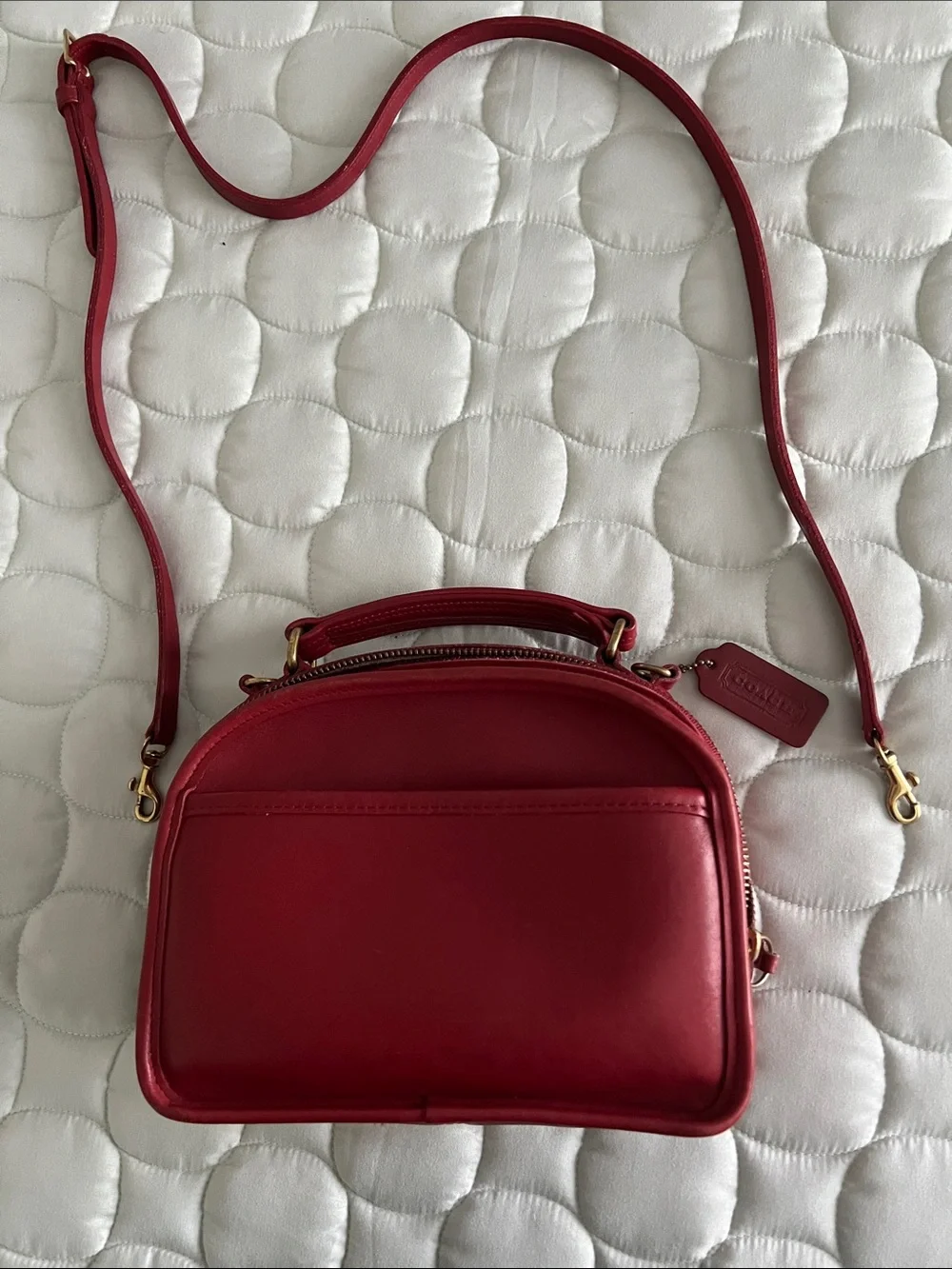 Coach Red Leather Crossbody Bag with Gold Hardware - vintage piece
